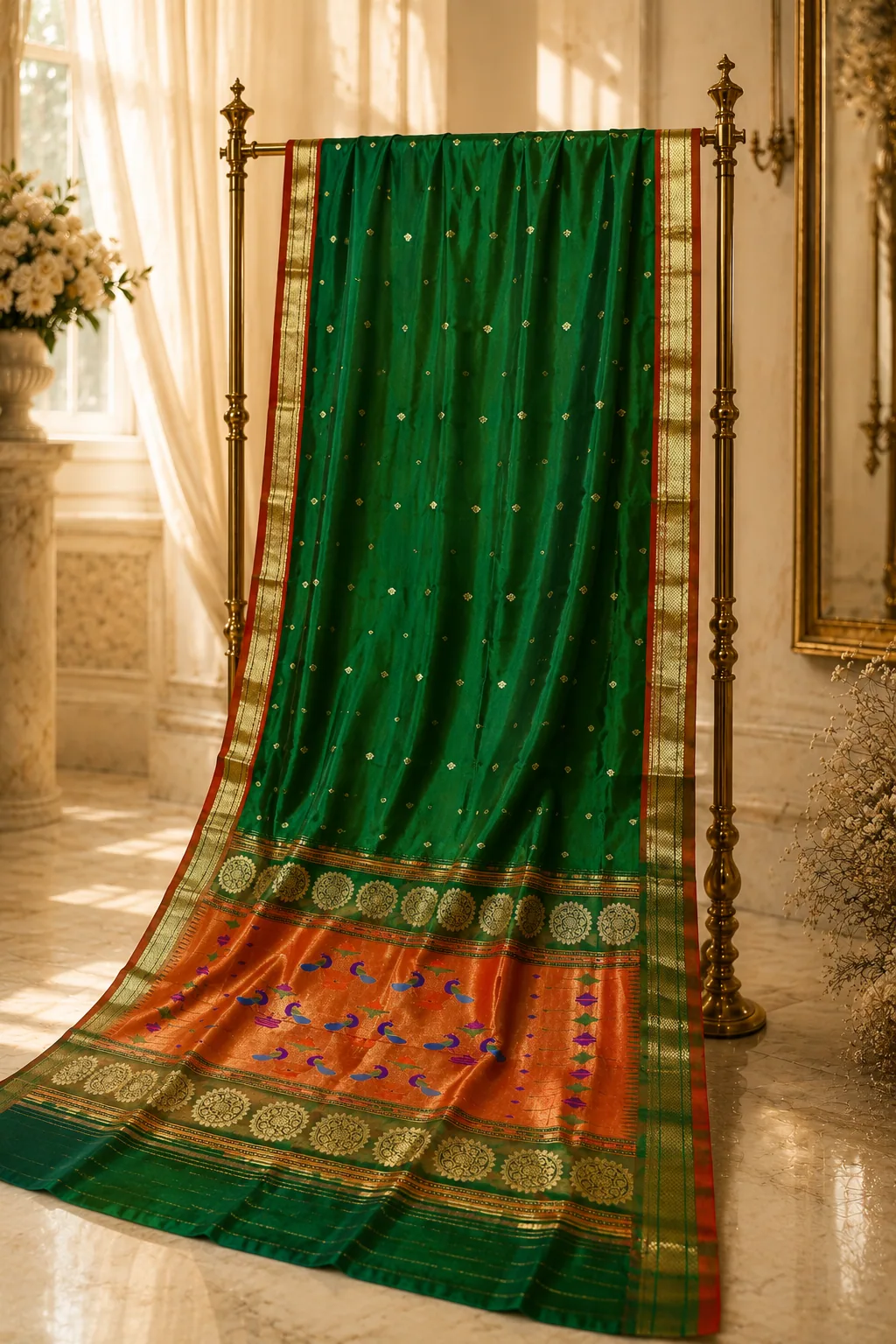 emerald Emerald geometric/figure panel Paithani editorial
